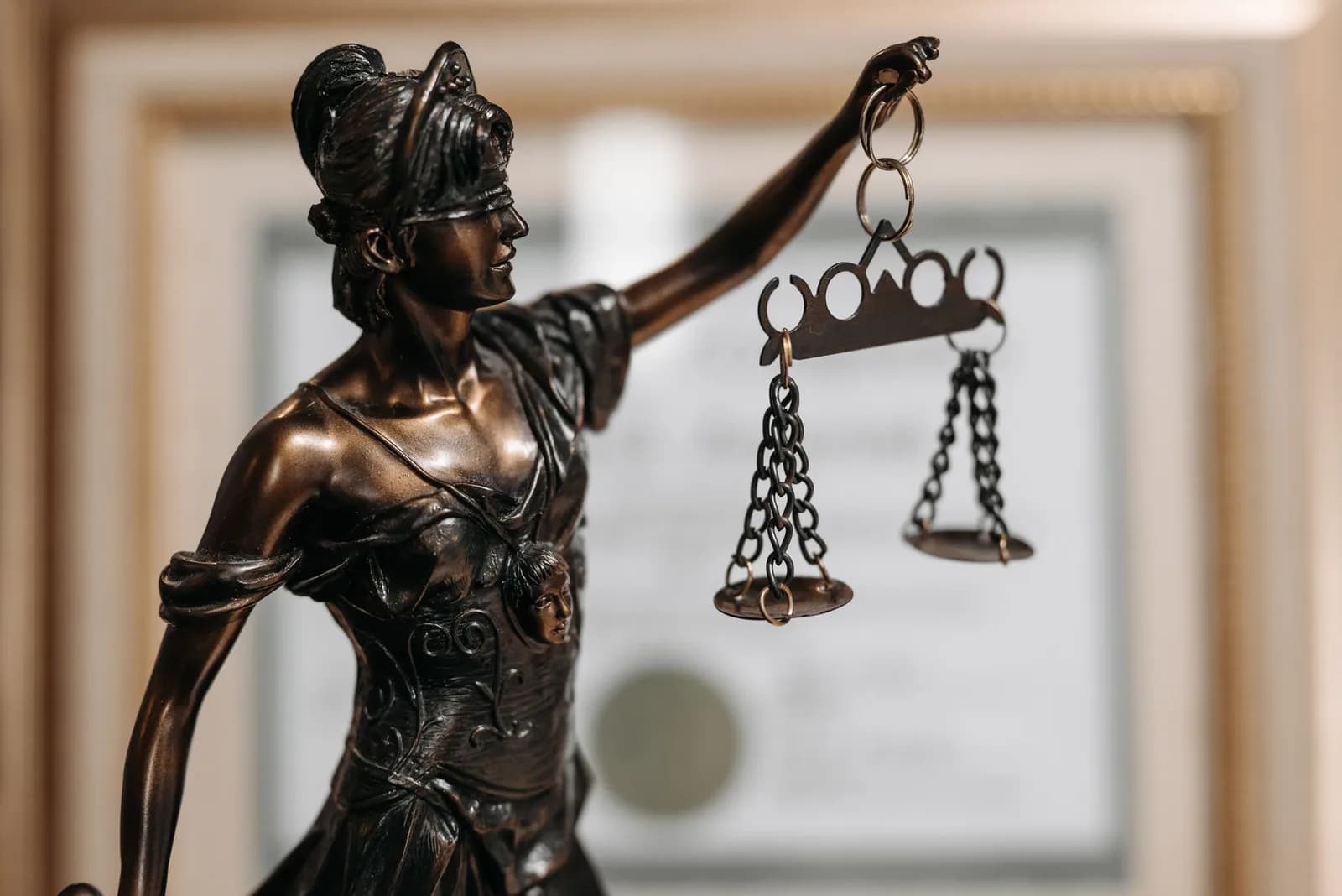 Estátua da Justiça com balança representando o direito e a isonomia nas decisões judiciais